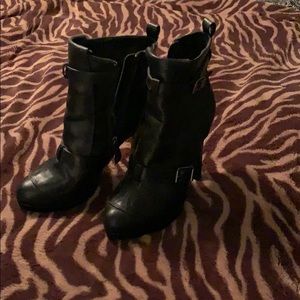 Black high heel short boots